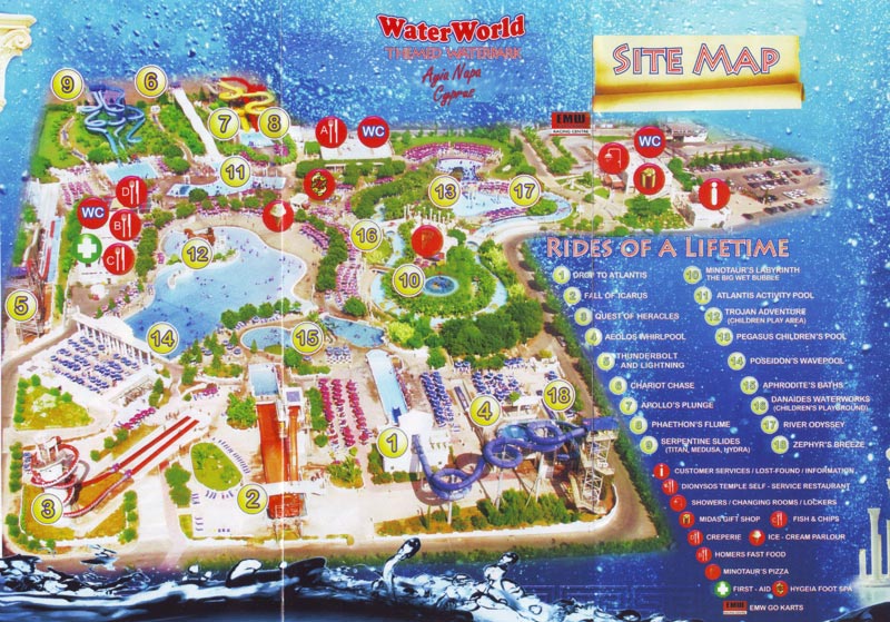 Карта аквапарка Waterworld